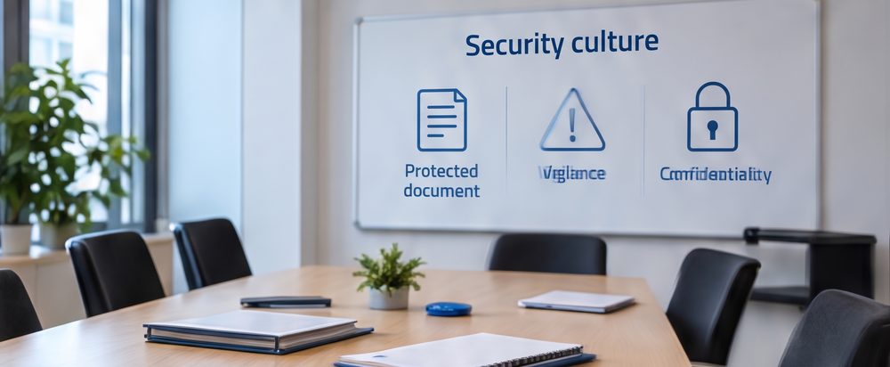 Meeting room with a security awareness presentation