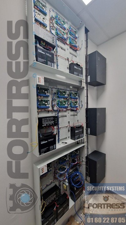 Access control and alarm technical rack installed by Fortress Concept