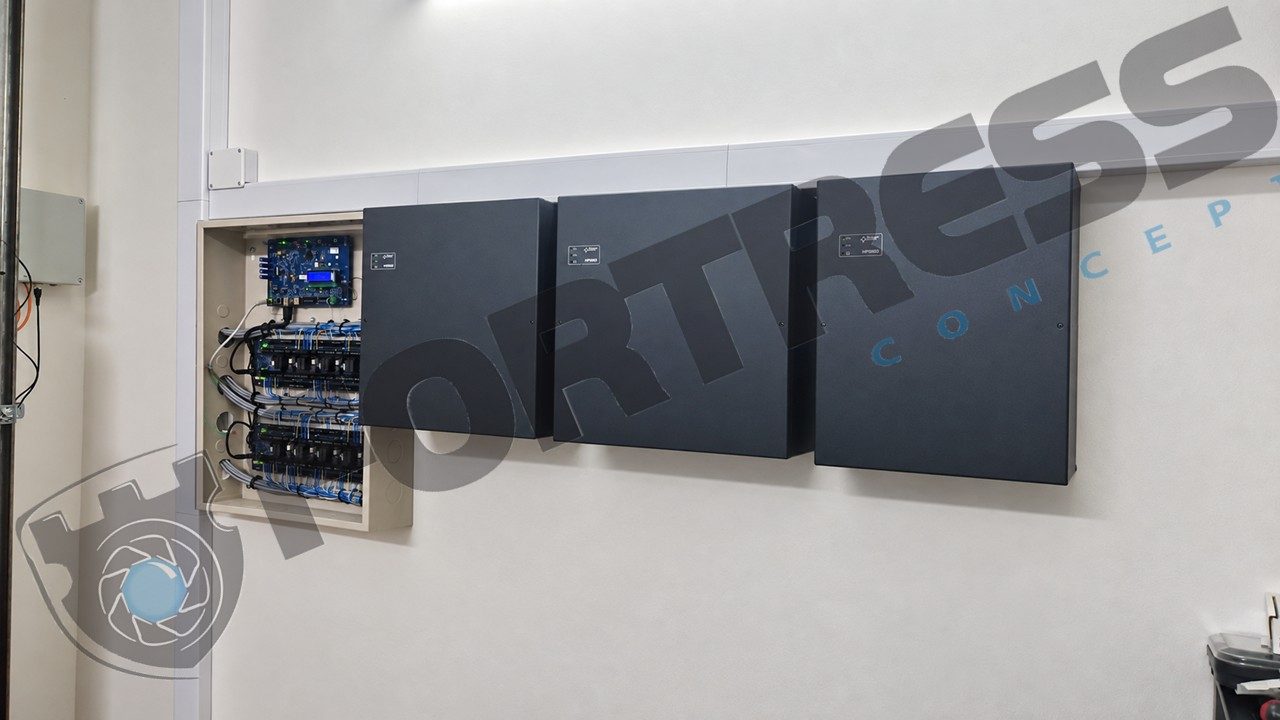 Access control panels installed in a technical room