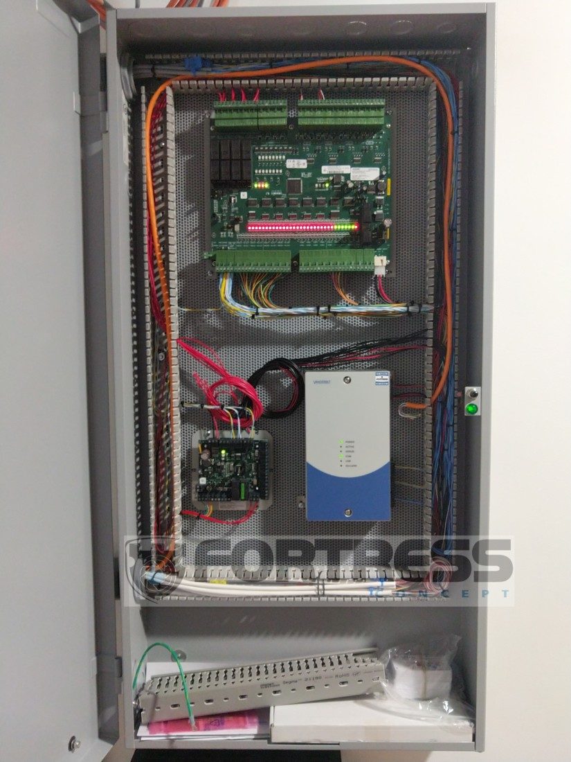 Siemens SiPass access control panel in its enclosure
