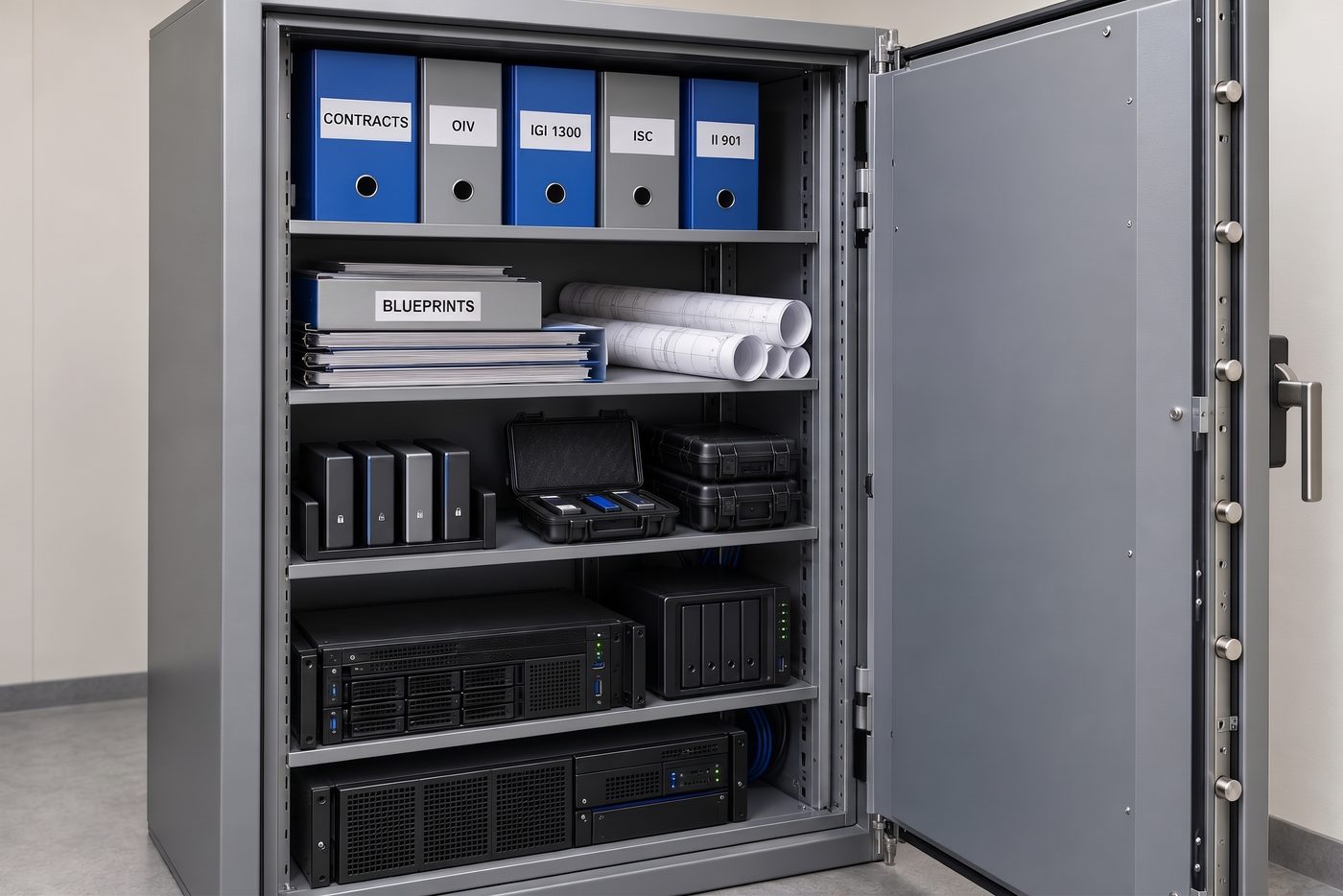 Strong cabinet for classified documents and sensitive equipment